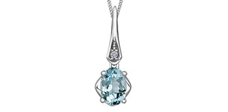 10k White Gold Aquamarine Birthstone pendant