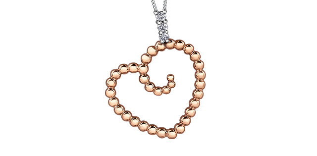 10K Rose Gold 0.04cttw Diamond Heart Necklace