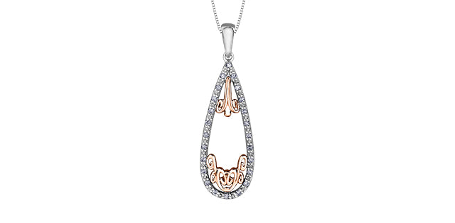 10K White &amp; Rose Gold 0.12 cttw Diamond Necklace