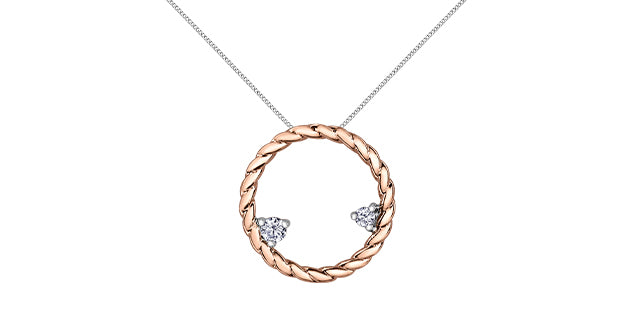 10K White &amp; Rose Gold 0.08 cttw Diamond Necklace