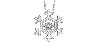 10K White Gold 0.02 cttw Canadian Diamond Snowflake Pulse Pendant, 18"