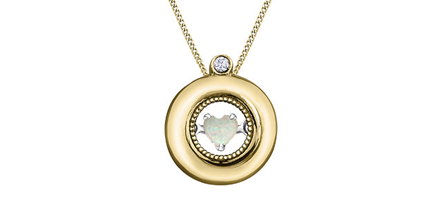 10K Yellow and White Gold Opal and Diamond Pulse Pendant