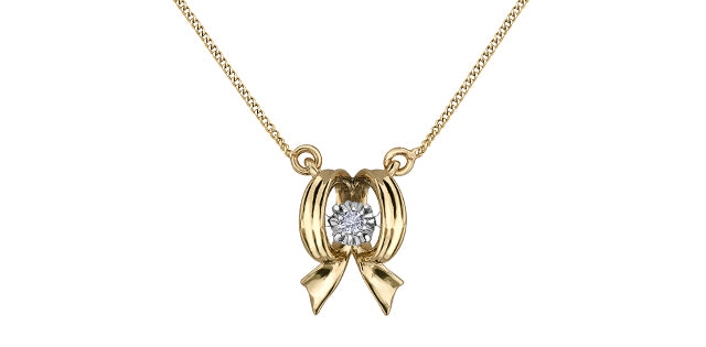 10K Yellow Gold 0.02 cttw Diamond Necklace