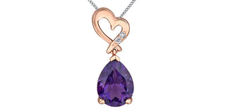 10K Rose and White Gold Amethyst and  Diamond Necklace 18"
