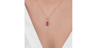 10K Rose Gold Genuine Pink Topaz and 0.03cttw Diamond Necklace, 18"