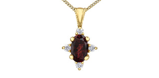 10K Yellow Gold Garnet and Diamond Necklace, 18"