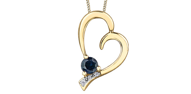 10K Yellow Gold Sapphire &amp; Diamond Necklace