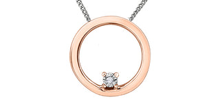 10K White & Rose Gold 0.005 cttw Diamond Necklace