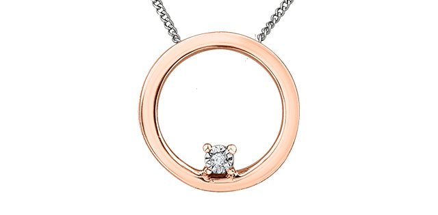 10K White &amp; Rose Gold 0.005 cttw Diamond Necklace