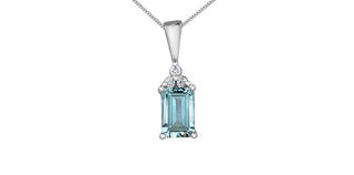 10K White Gold Aquamarine Birthstone pendant