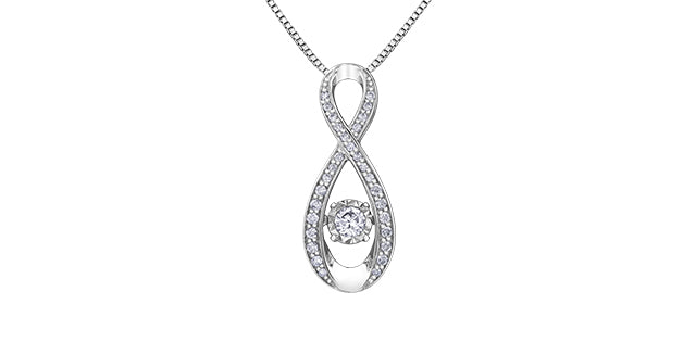 Colgante de oro blanco de 10 quilates con diamantes de 0,18 quilates, 18&quot;