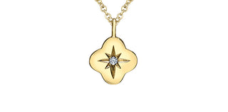 10K Yellow Gold 0.02cttw Canadian Diamond Pendant, 18"