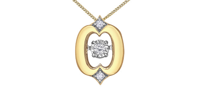 10K Yellow Gold 0.05cttw Diamond Pulse Pendant, 18&quot;