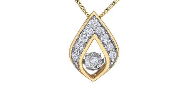 10K Yellow Gold 0.08cttw Diamond Pulse Necklace, 18&quot;