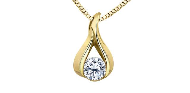 14K Yellow Gold 0.25 cttw Canadian Diamond Pendant, 18&quot;