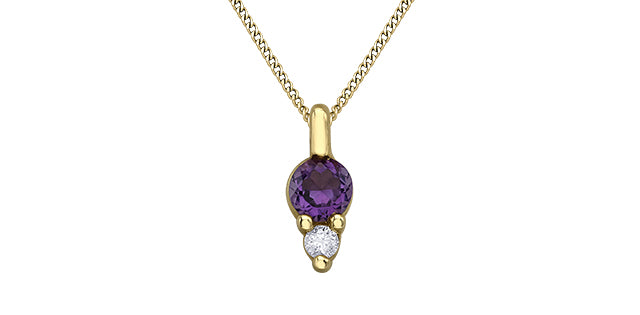 10K Yellow Gold Amethyst and Diamond Necklace