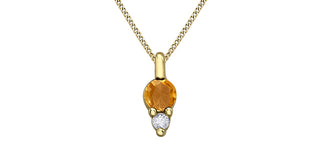 10K Yellow Gold Citrine and Diamond Pendant