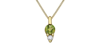 10K Yellow Gold Peridot and Diamond Pendant - 18 inches