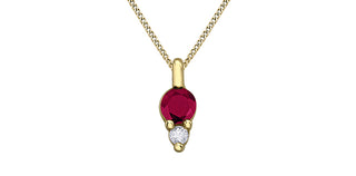 10K Yellow Gold Ruby and Diamond Necklace, 18"