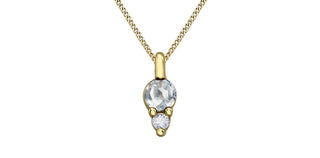 10K Yellow Gold 3mm Round Cut White Topaz Birthstone Pendant - 18 Inches