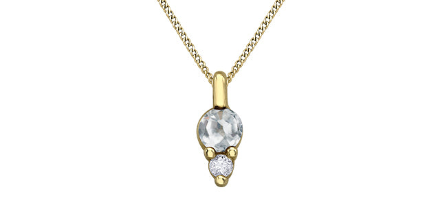 10k yellow gold buy white Topaz pendant