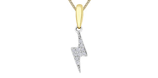 10K White & Yellow Gold 0.04cttw Diamond Lightning Bolt Pendant