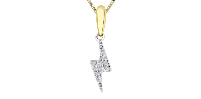 10K White &amp; Yellow Gold 0.04cttw Diamond Lightning Bolt Pendant