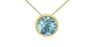 10K Yellow Gold 5mm Genuine Aquamarine Pendant, 18"