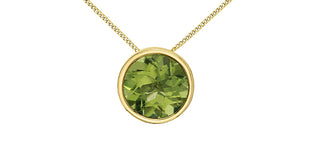10K Yellow Gold 5mm Genuine Peridot Pendant, 18"