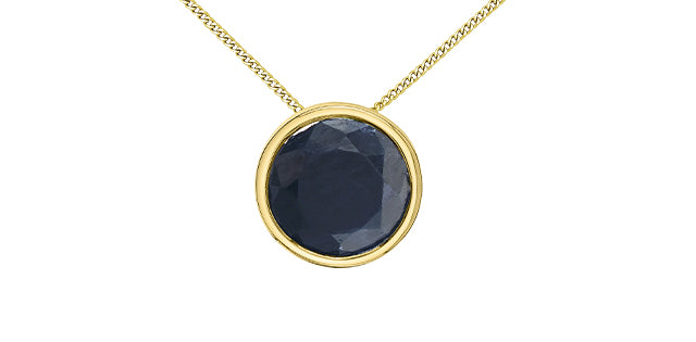 10K Yellow Gold 5mm Genuine Sapphire Pendant, 18&quot;