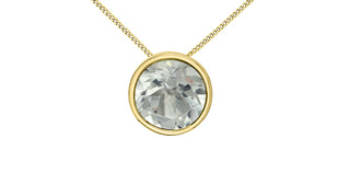 10K Yellow Gold 5mm Genuine White Topaz Pendant, 18"