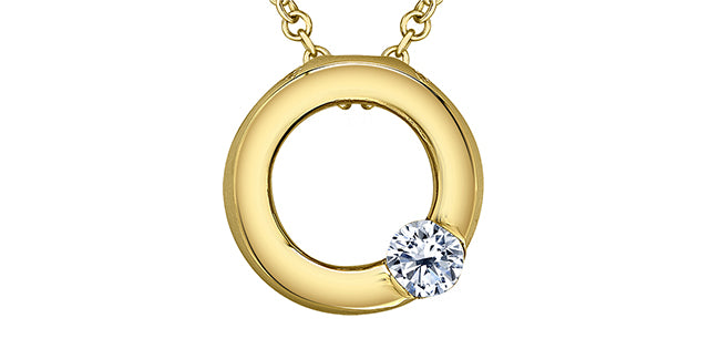 10K Yellow Gold 0.097 Canadian Diamond Infinity Pendant - 18&quot;