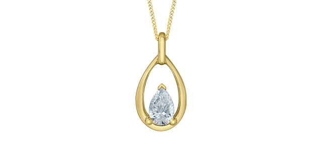 10K Yellow Gold 0.30cttw Pear Cut Lab Grown Diamond Necklace - 18 Inches