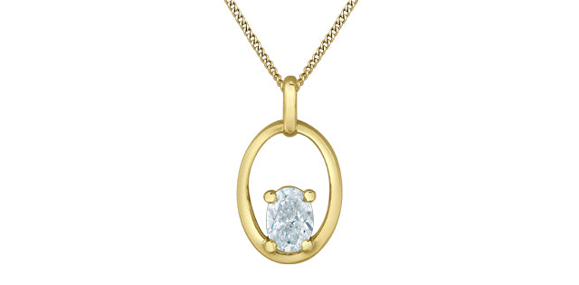 10K Yellow Gold 0.30cttw Oval Cut Lab Grown Diamond Necklace - 18 Inches