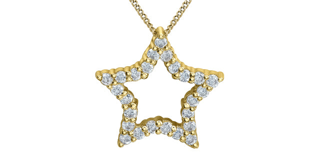 10K Yellow Gold 0.25cttw Lab Grown Diamond Star Necklace - 18 Inches