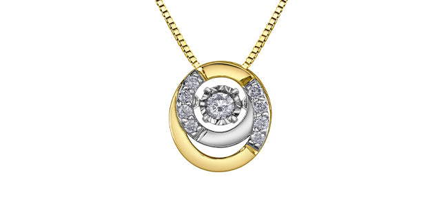 10K Yellow Gold and White Gold Pulse Diamond Necklace