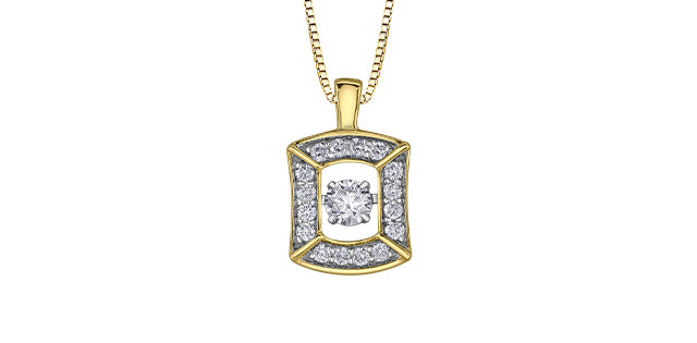 10K Yellow and White Gold Pulse Diamond Necklace