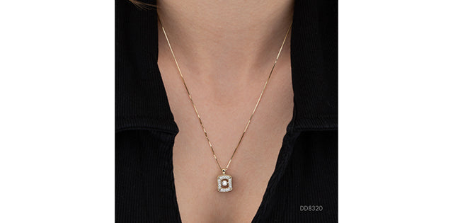 10K Yellow and White Gold Pulse Diamond Necklace