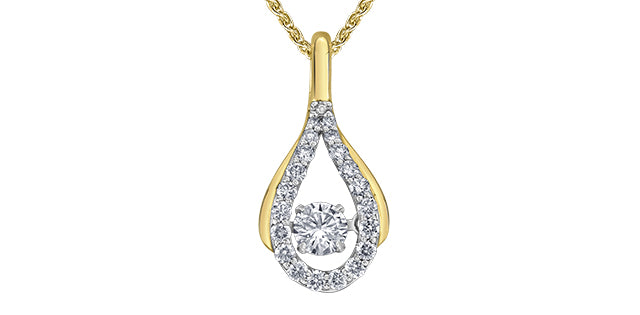 10K Yellow and White Gold two tone Pulse Diamond Necklace