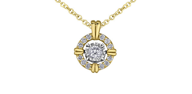 10K Yellow and White Gold Pulse Diamond Necklace