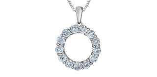 Sterling Silver Circle Lab Grown Diamond Necklace 18"