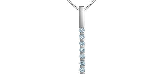 Sterling Silver Lab Grown Diamond Vertical Bar Necklace 18"