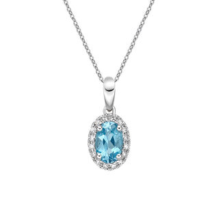 Tracking - 10K White Gold Swiss Blue Topaz and Diamond Pendant