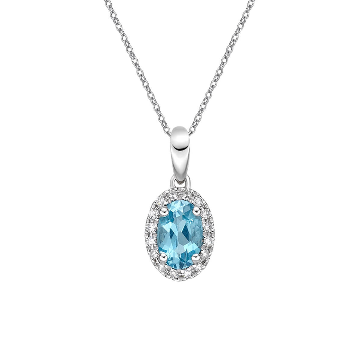 Tracking - 10K White Gold Swiss Blue Topaz and Diamond Pendant