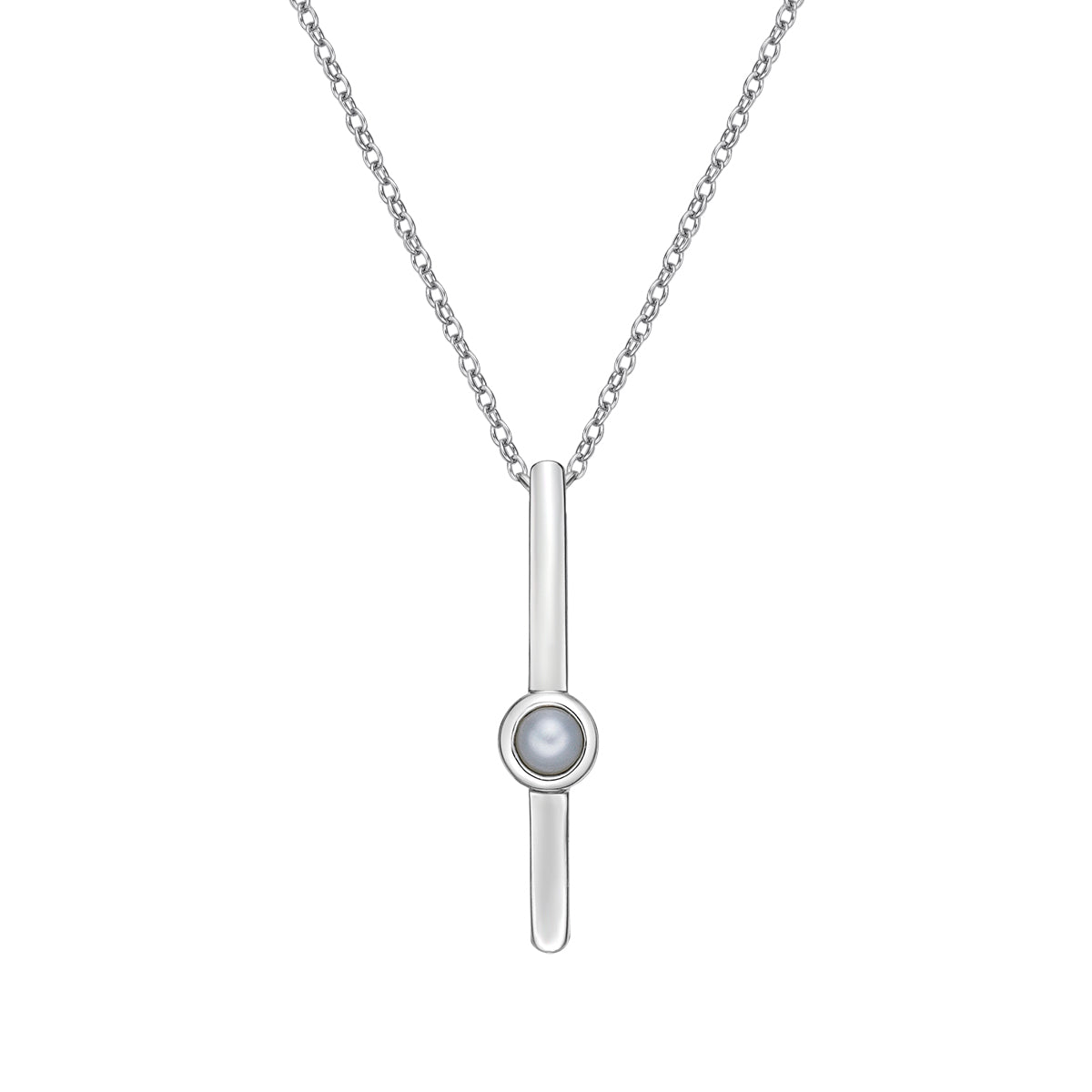 10K White Gold Bezel-set Freshwater Pearl pendant (no chain)