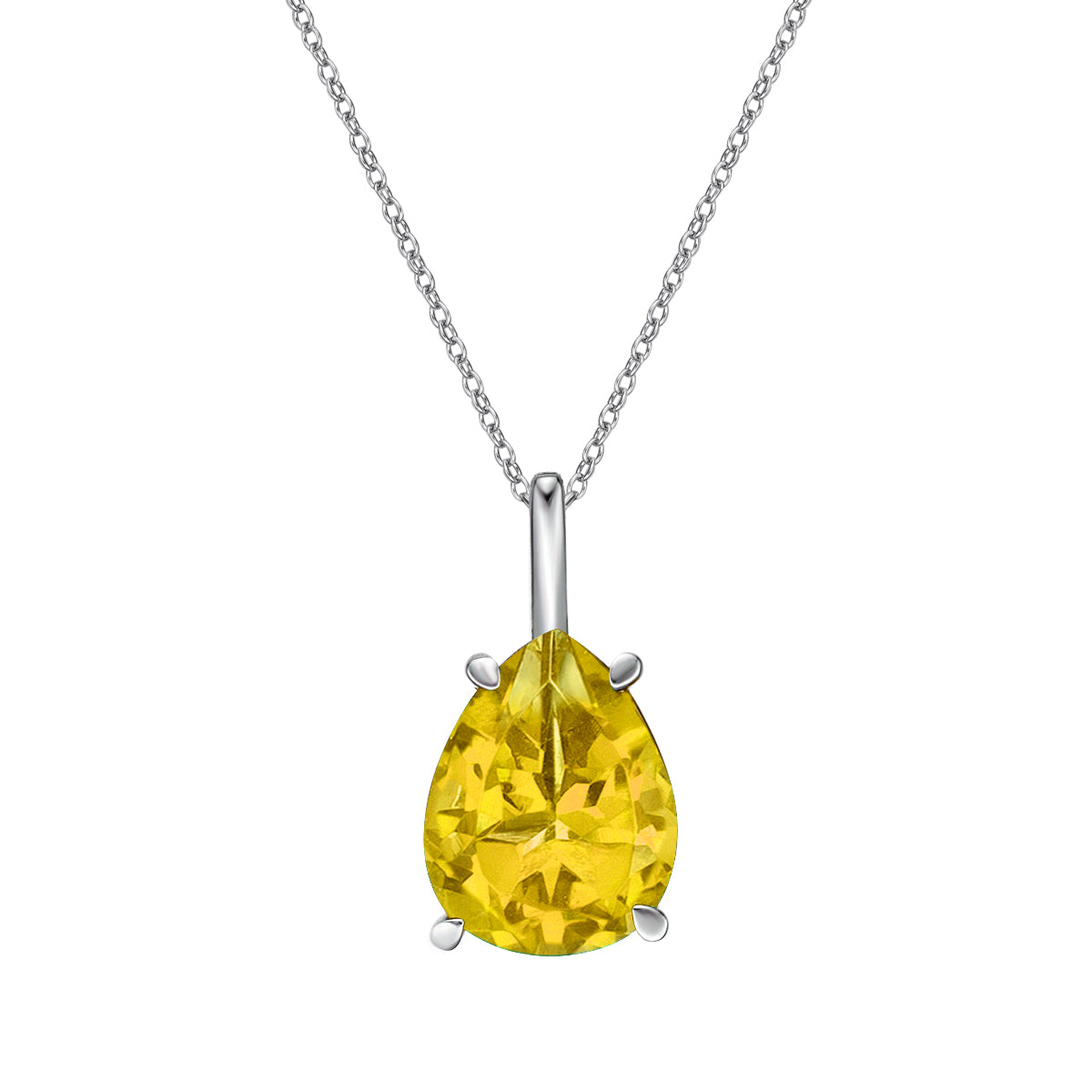 10K White Gold Prong-set Citrine Pendant