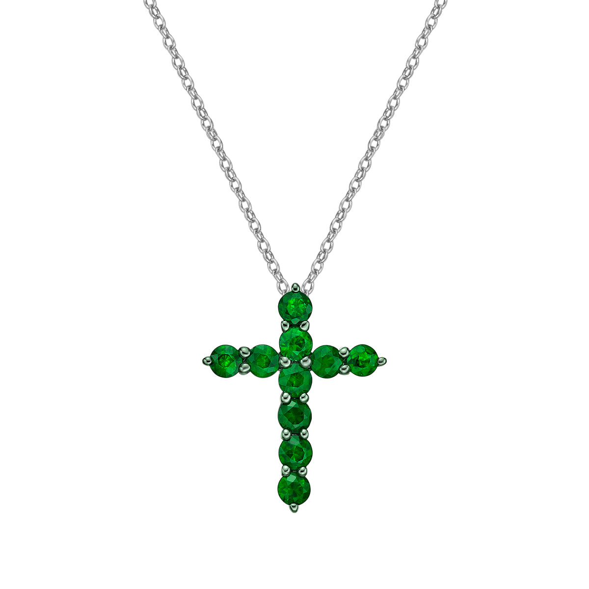 10K White Gold Emerald cross pendant