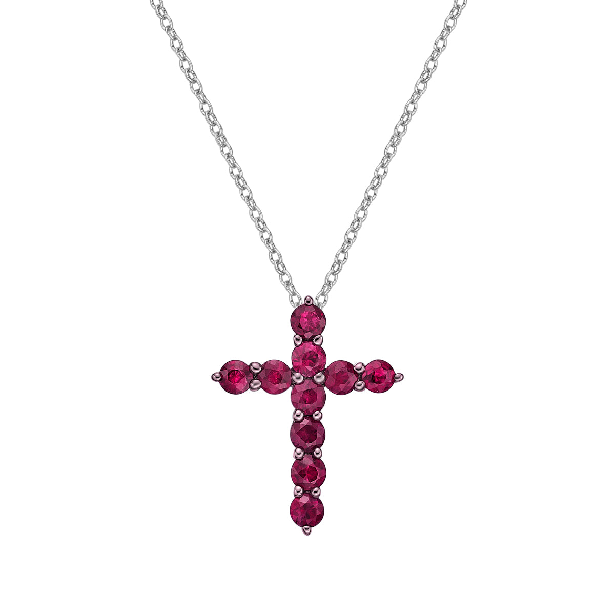 10K White Gold Ruby cross pendant