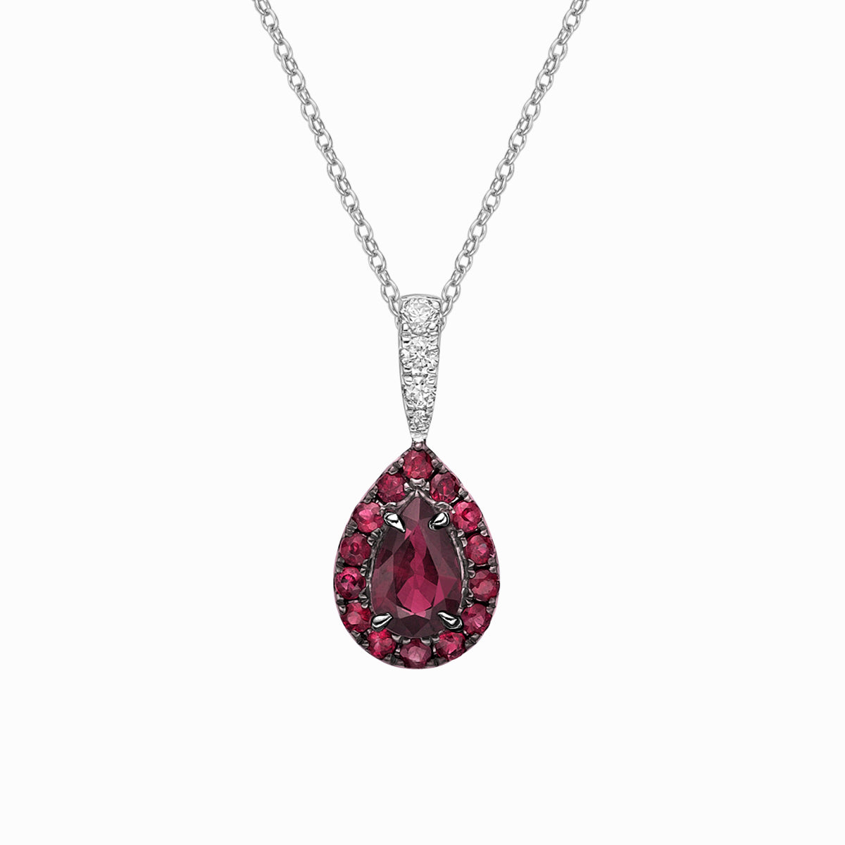 10K White Gold Prong-set Ruby &amp; Diamond pendant