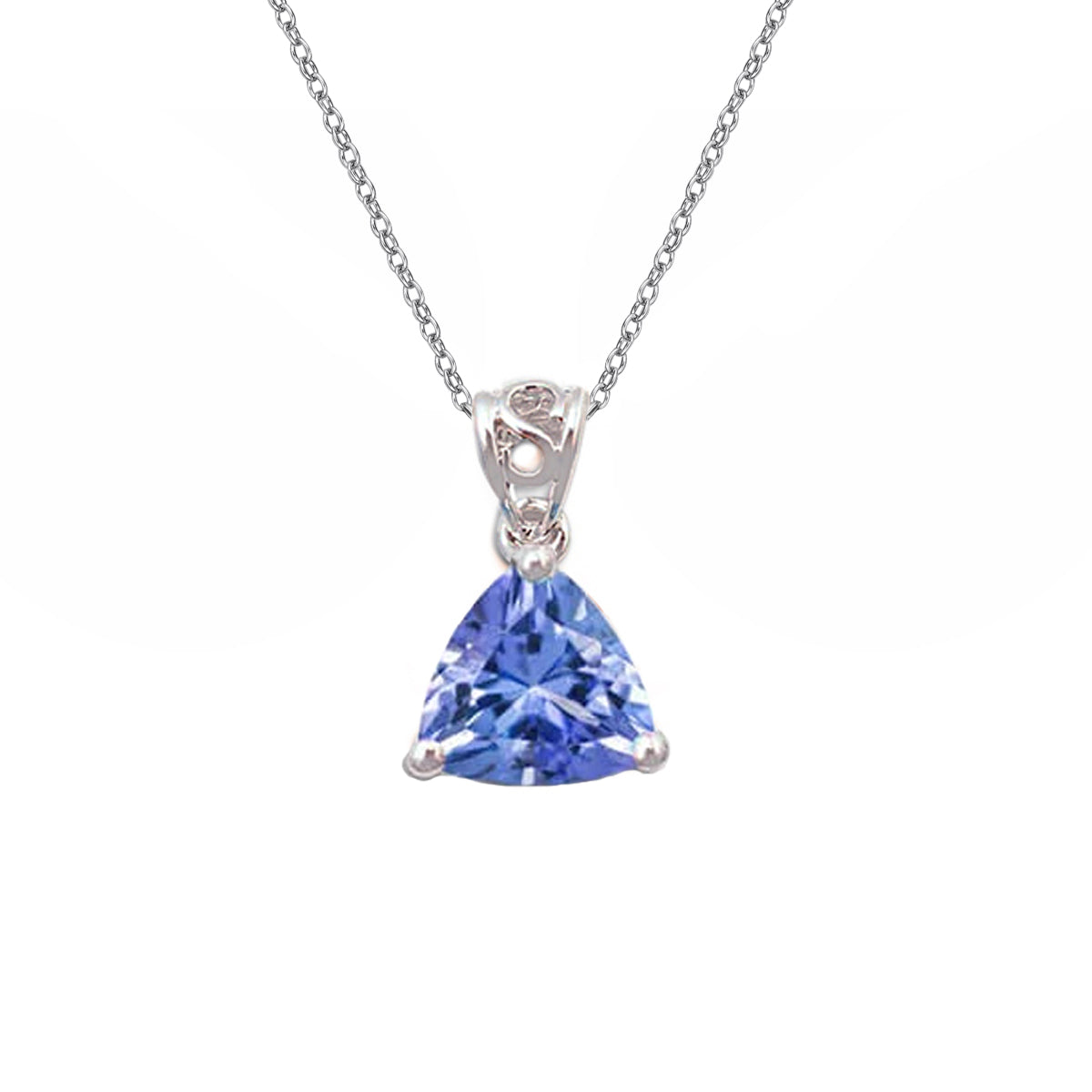 10K White Gold Prong-set Trillion Tanzanite pendant